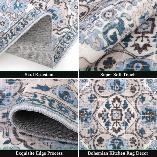 Detalle de HEBE Kitchen Rug Set 3 Piece 0.3 inch