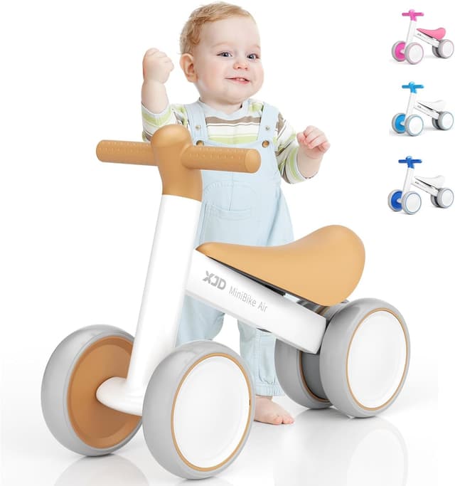 Detalle de XJD Baby Balance Bike for 10–24 Months (No-Pedals) – Brown toddler first ride-on