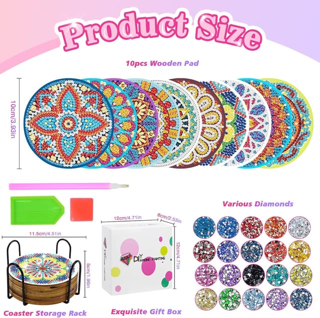 Thumbnail 1 de muhogxio Diamond Painting Untersetzer 10 Stück