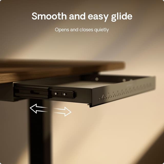 Detalle de Desktronic Hidden Organizer under-desk storage drawer (Black) – metal, smooth sliding, easy installation