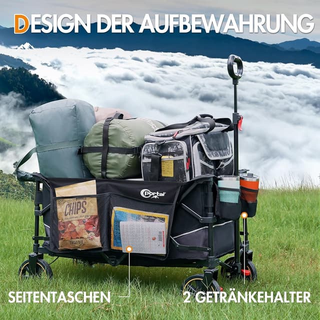 Detalle 2 de Portal faltbarer Bollerwagen XXL mit 120 kg Tragfähigkeit, klappbar & Getränkehalter