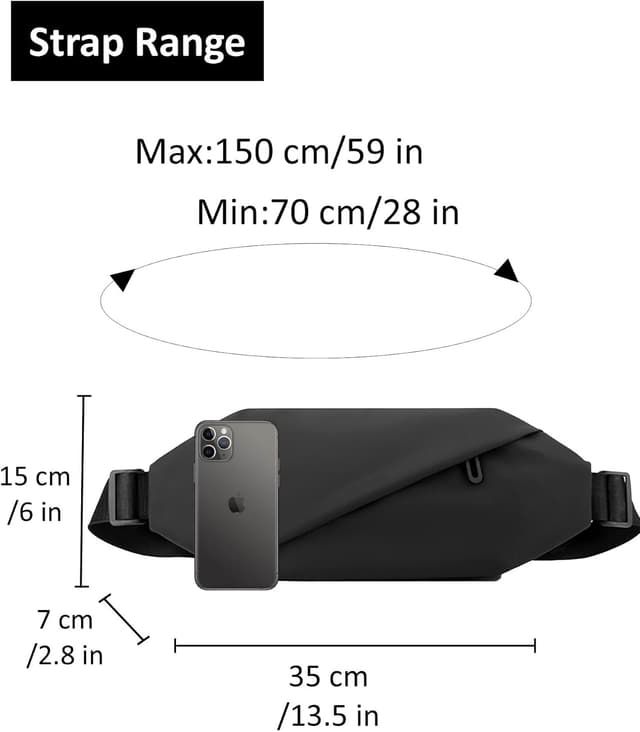 Detalle de TODREMOU Bauchtasche für Herren & Damen – große wasserdichte Sport- und Reise-Bauchtasche aus PU