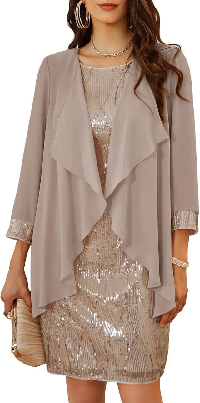 Thumbnail 5 de GRACE KARIN Pailletten Cami Kleid Set mit Bolero