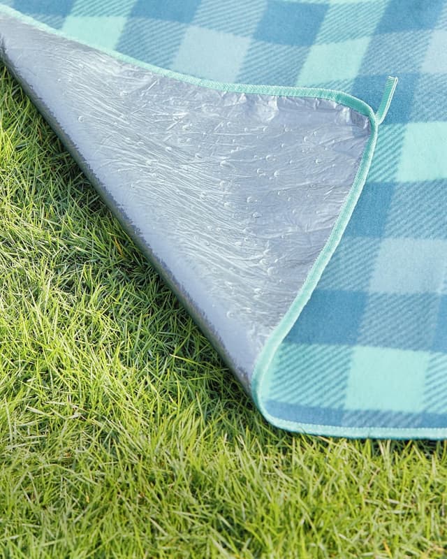 Thumbnail 6 de SONGMICS Coperta da Picnic 300 x 200 cm pieghevole con 4 picchetti antivento, fondo impermeabile verde e blu GCM012Q03