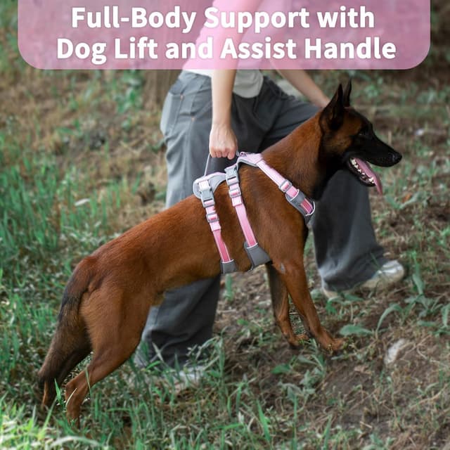 Detalle de Huntboo Escape Proof Dog Harness Medium (Light Pink, M) with Anti-Pull Control Handle