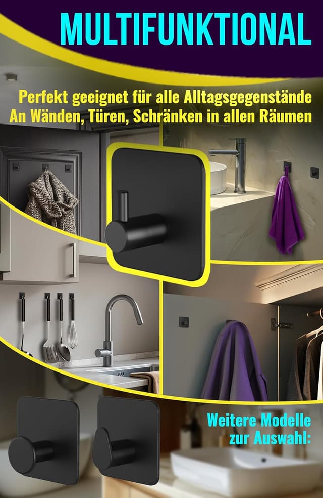 Detalle 2 de 4happy Handtuchhaken ohne Bohren Set 6