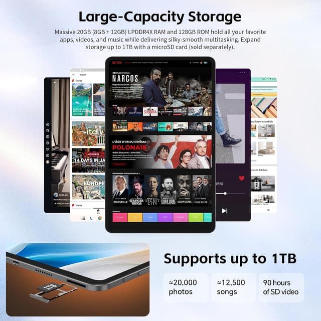 Detalle 2 de TECLAST T65 13-inch Android 16 Tablet Bundle with Keyboard (2-in-1) — 20GB+128GB, 120Hz, 4G LTE