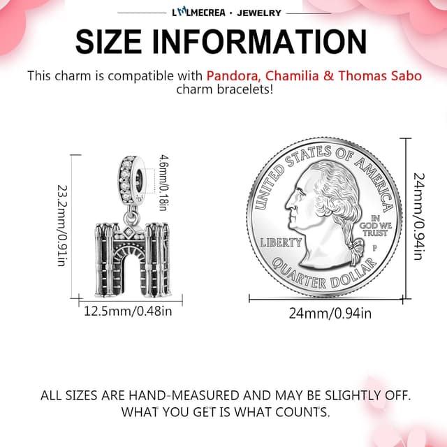 Detalle de LMLMECREA Charms Anhänger aus 925 Sterling Silber – Reise-/Glücksbringer für europäische Armbänder