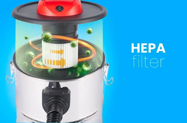 Detalle 2 de LEHMANN Haddo Industriestaubsauger 2000W – Aschesauger für Kamin mit 20-Liter-Edelstahltank und Doppelfilteranlage