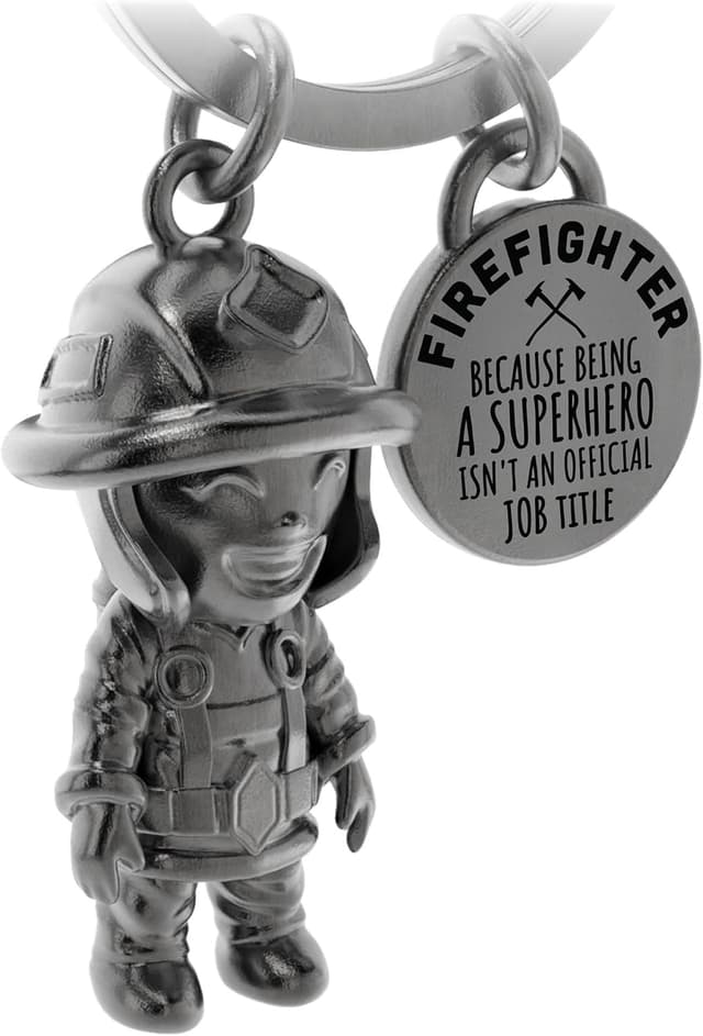 Detalle de LANOLU Portachiavi pompiere in metallo con incisione su entrambi i lati