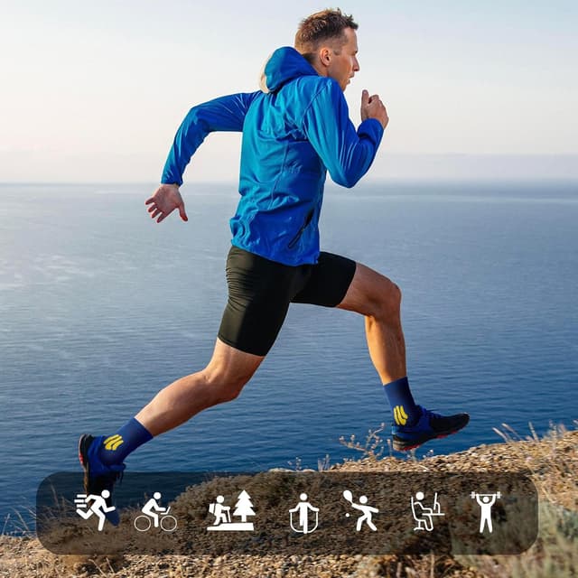 Detalle de BRISIRA Coolmax Bamboo 3 paia calzini running uomo donna con compressione e supporto arco, anti vesciche