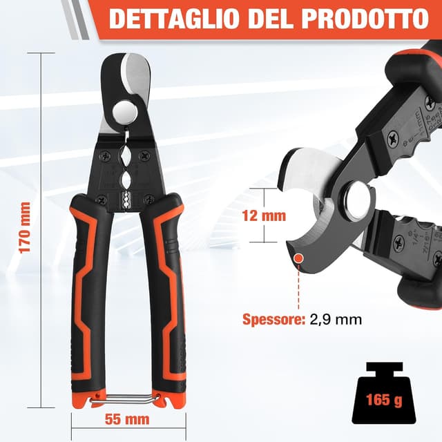 Detalle de ValueMax Tagliacavi Multifunzione 4-IN-1 da 17 cm con foro di spelatura e sezioni 0,75/1,5/2,5 mm²