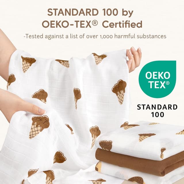 Detalle de Maliton 6er-Set Baby Spucktücher/Moltontücher aus Baumwolle (70 x 70 cm) – weich, saugfähig & atmungsaktiv