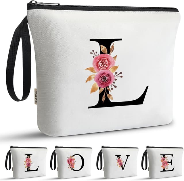 Detalle de A-Z BAG personalisierte Kosmetiktasche für Damen mit Initialen (Größe L)