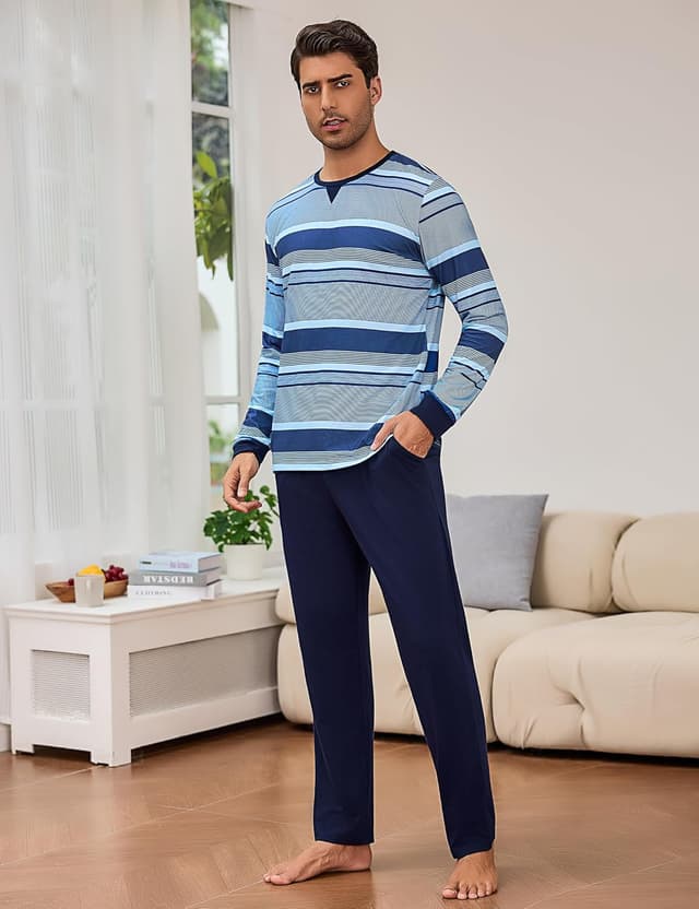 Thumbnail 3 de Bresdk Pigiama Uomo Invernale Cotone Lungo S-3XL