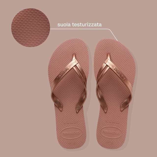 Detalle de Havaianas Elegance infradito eleganti da donna con cinturini metallici e suola antiscivolo