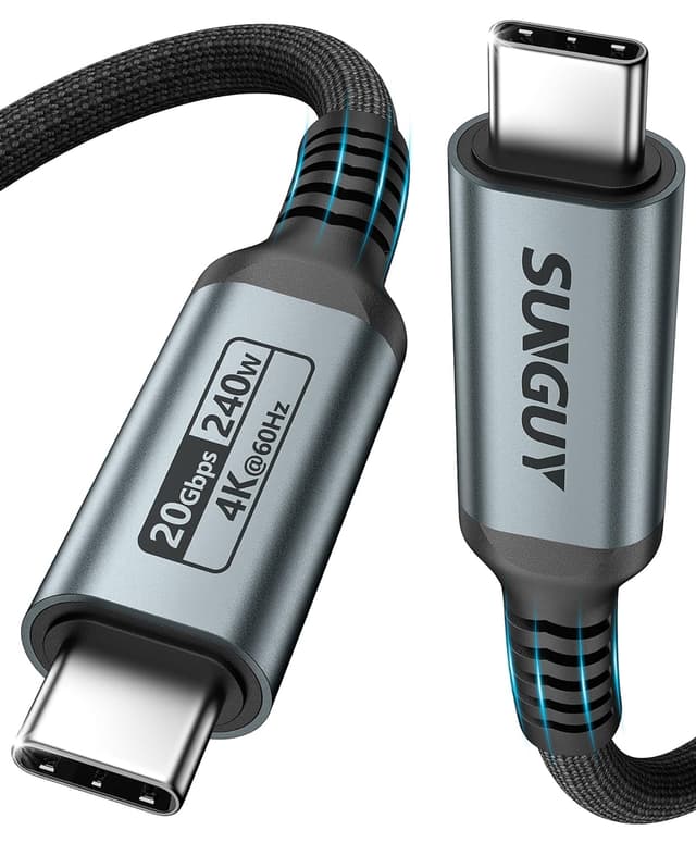 Detalle de SUNGUY USB-C Ladekabel 0,5 m (bis 240 W) mit 20 Gbps Datenübertragung und 4K@60Hz Videoausgang