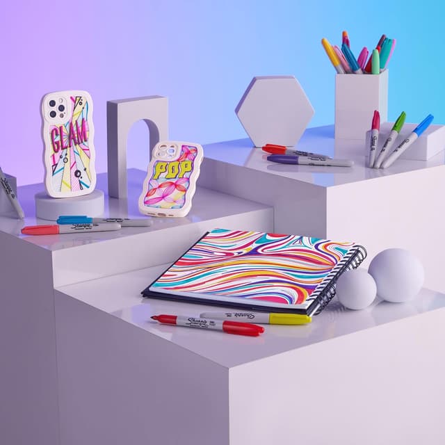 Detalle de Sharpie Glam Pop Permanent Markers (Fine Point) – Assorted Vibrant Colours, 5 Pack