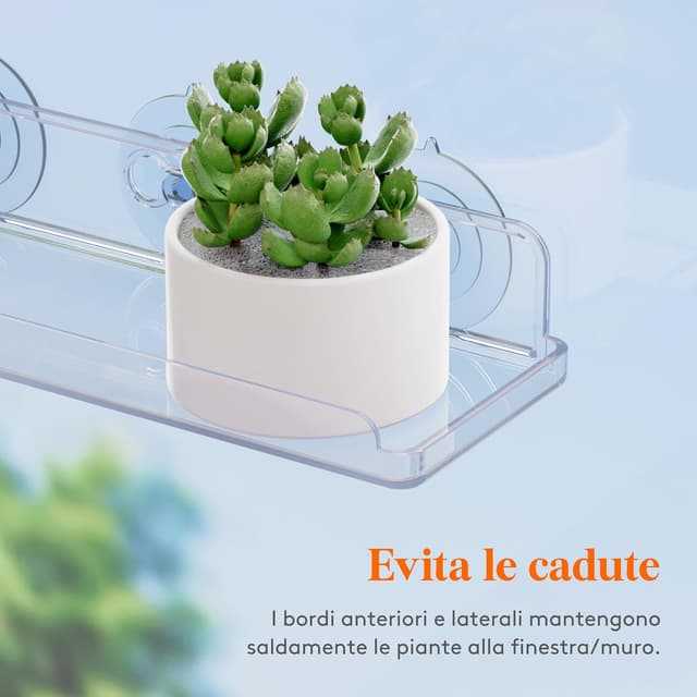 Detalle de Lifewit Ripiani galleggianti con ventose per piante da finestra, 3 confezioni da 38 cm
