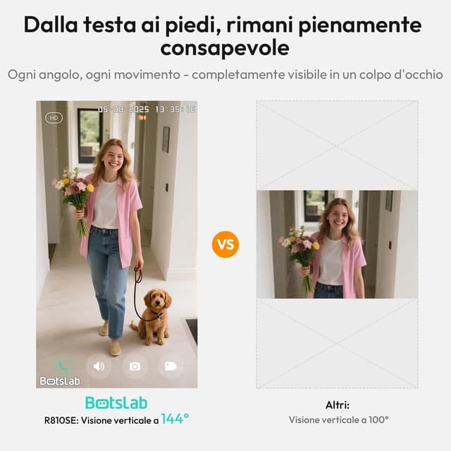 Detalle 2 de BOTS LAB Videocitofono Wi‑Fi 2K con Chime e 2,4 GHz, video campanello con audio bidirezionale e visione notturna IP66 (nero)