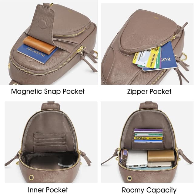 Detalle 2 de Kattee borsa a tracolla da donna in pelle con blocco RFID