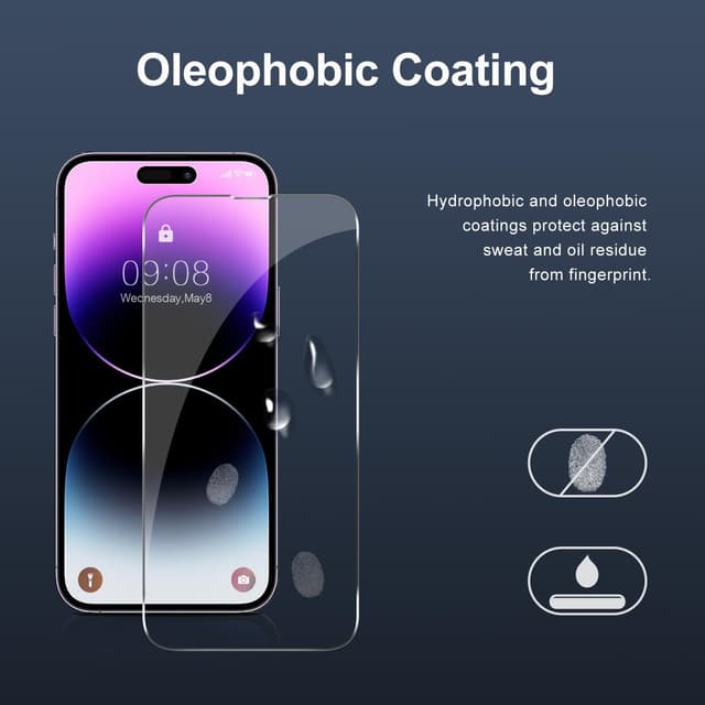 Detalle de Tentoki Screen Protector for iPhone 14 Pro Max (6.7 Inch) — 3-Pack tempered glass, 9H scratch resistant