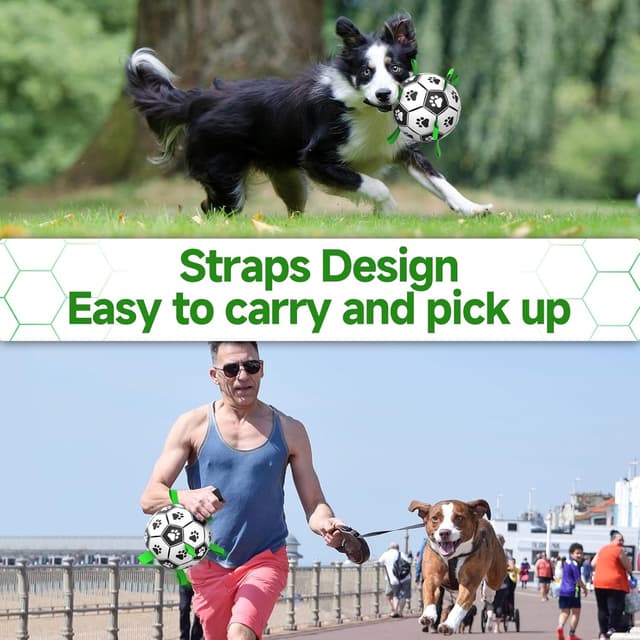 Detalle de HETOO Interactive Dog Football Toys with Webbing – Durable Dog Water Balls (8 Inch)