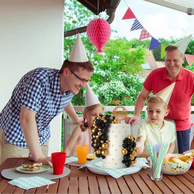 Thumbnail 4 de NACHLYNN Tortendeko Kugeln, 80 Stück Schwarz Gold