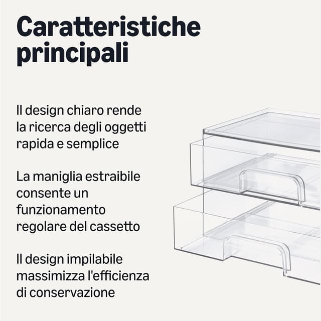 Detalle 2 de Amazon Basics organizer di trucco impilabile con cassetti in plastica trasparente (confezione da 2), 30,8 x 19,2 x 9 cm
