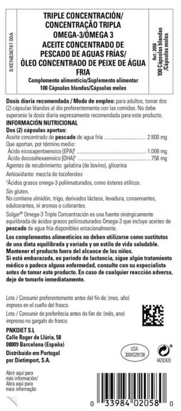 Thumbnail 1 de Solgar Omega-3 Triple Concentración 100 cápsulas