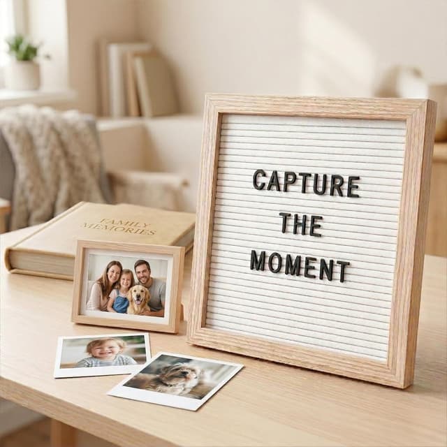 Detalle de Changeable Felt Letter Board 25x25cm (White Felt) with 336 Letters, Symbols & Emojis
