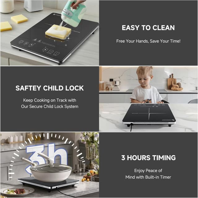 Thumbnail 6 de AMZCHEF Induktionskochplatte 2000W, 1 Platte