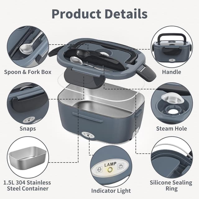 Thumbnail 6 de Vingud Electric Lunch Box 1.5L Portable 🍱