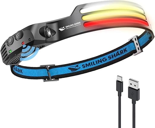 Detalle de Smiling Shark Linterna Frontal LED Multicolor Impermeable 🔦