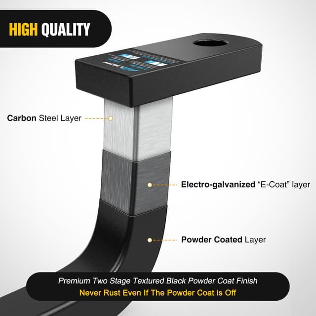 Detalle de Nilight Trailer Hitch Ball Mount with 1/2" Hitch Pin Clip (Fits 1-1/4" Receiver) – 5" Rise, Class 2