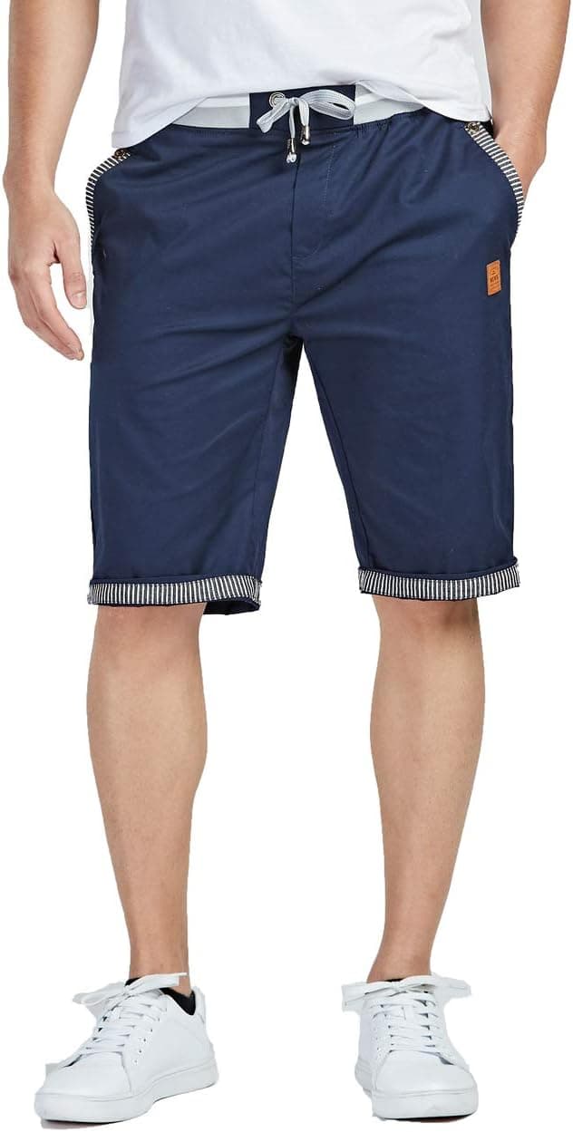 Detalle 2 de Tansozer Men’s Classic Fit Drawstring Summer Beach Shorts (Cotton/Linen Blend with Pockets)