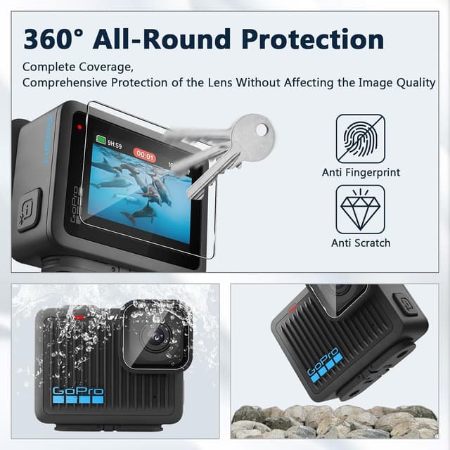 Detalle 2 de Funrae GoPro Hero Schutzfolie 9H, 3+3