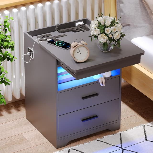 Detalle de LED-Nachtisch mit Ladestation und 3 Farben