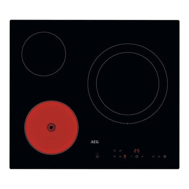 Detalle de AEG HRB63321CK placa vitrocerámica con 3 zonas y temporizador (reacondicionado Grado B)