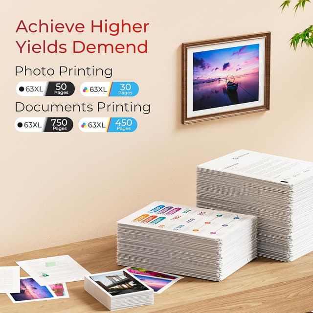 Detalle 2 de ejet 63XL Ink Cartridge Combo Pack (63XL Black + 63XL Tri-Color) for select HP OfficeJet, Envy, and DeskJet models