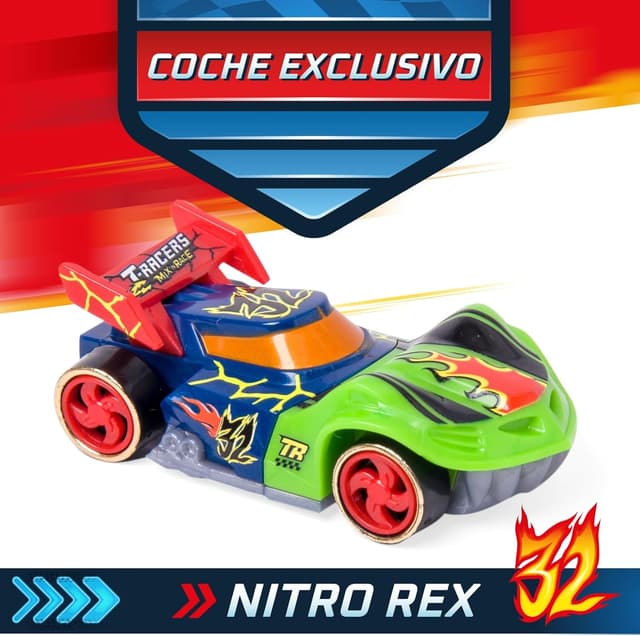 Detalle 2 de T-Racers Mix ‘N Race Volcanosaurus pista con 1 coche exclusivo