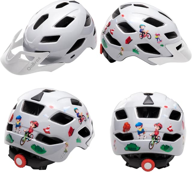 Detalle de OnBros Kinderfahrradhelm mit Visier (CE EN1078), 50–57 cm – für Mädchen und Jungen 5–13 Jahre