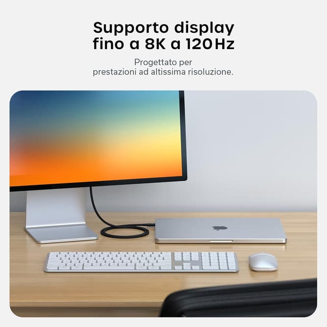 Detalle 1 de Satechi Cavo Thunderbolt 5 Certificato 240W: 120Gbps, doppio 8K@60Hz e triplo 4K@144Hz