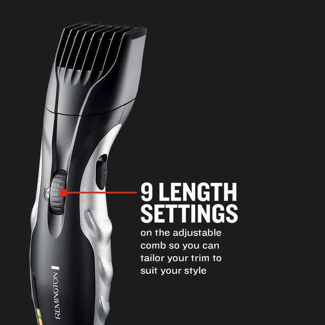 Detalle de Remington MB320C Set regolabarba uomo con 9 lunghezze 1,5–18 mm, lame in ceramica e uso a rete/batteria