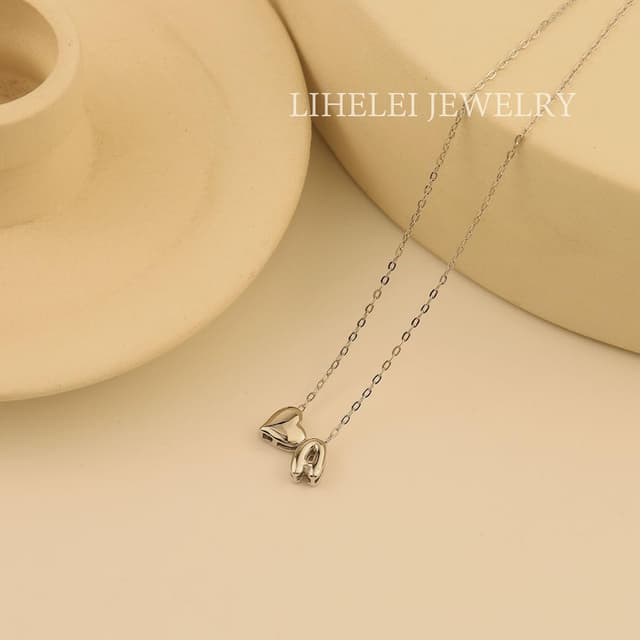 Detalle 2 de LIHELEI Herz-Initialen-Halskette aus 925er Silber (A–Z) für Damen