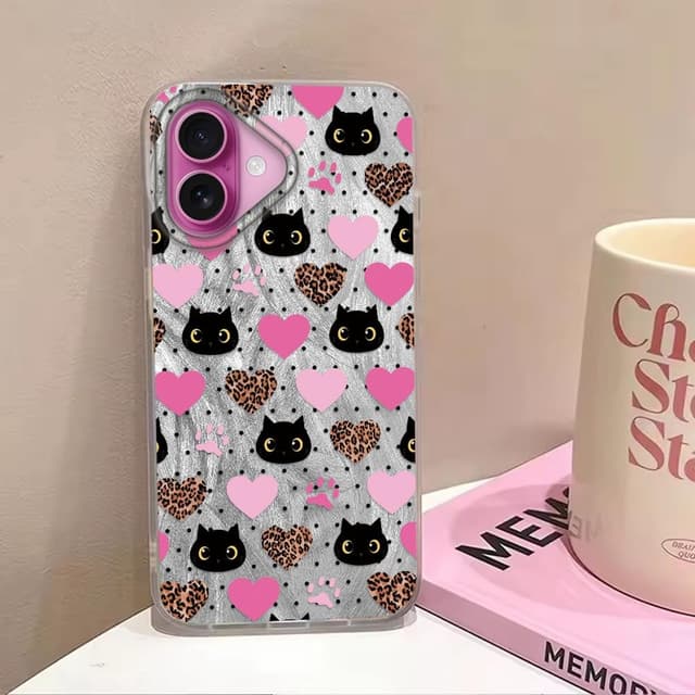 Detalle 2 de Tedyhulle Hülle für iPhone 16 (6,1") – dünnes TPU/PC Cover mit süßem Katzenmotiv