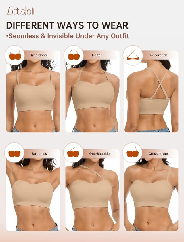 Thumbnail 5 de LetsJoli Push Up Strapless Bandeau Bra 2XL 🎀