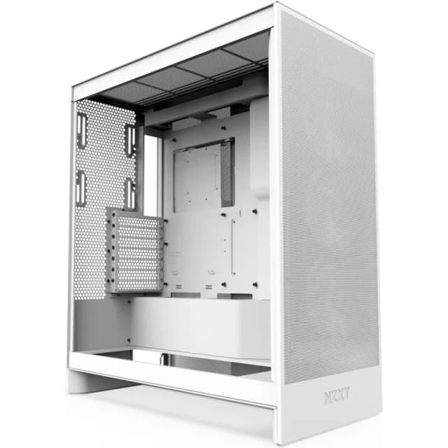 Detalle de NZXT H7 Flow 2024 torre media blanca con cristal templado y USB 3.2