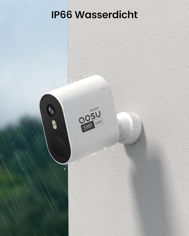Detalle 2 de aosu 3K 5MP Akku-Überwachungskamera außen 2er-Set + Aosubase (32 GB, lokal) mit Personenerkennung