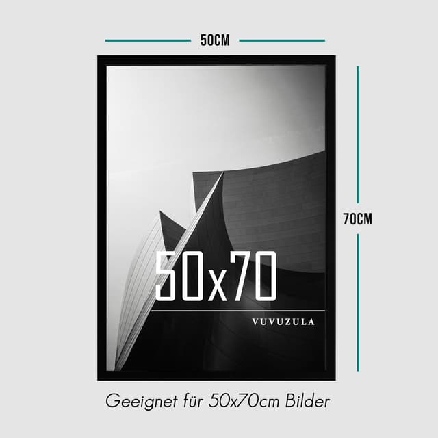 Detalle 2 de VUVUZULA Bilderrahmen 50x70 cm Schwarz (Holz/MDF) – 3er-Set